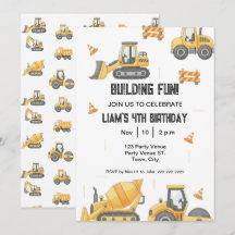 Construction Birthday – Boy's 1st Party Invitation
