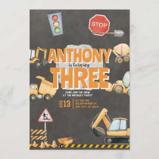 Convite Construction Birthday Invitation