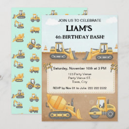 Convite Construction Birthday Invitation |Boy Truck Party 