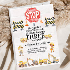 Convite Construction Themed Children's Birthday Invitation