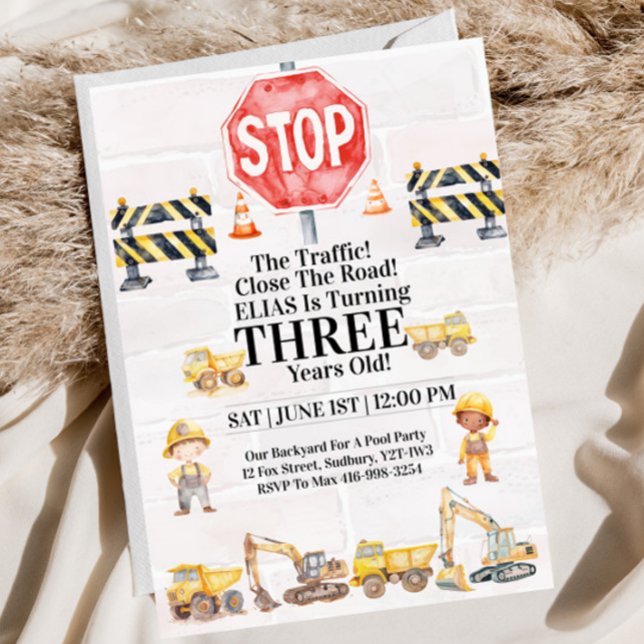 Convite Construction Themed Children's Birthday Invitation (Criador carregado)