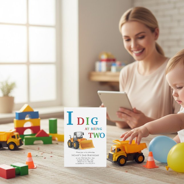 Convite Construction Vehicle Birthday Boy Invitation (Criador carregado)