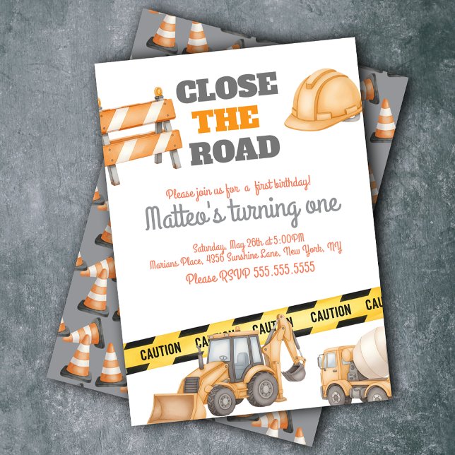 Convite Construction Vehicles Birthday Dump Truck (Criador carregado)