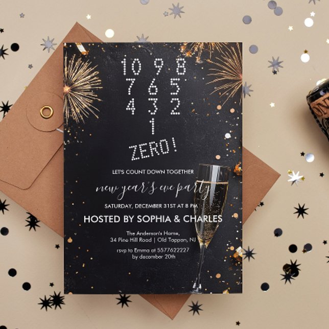 Convite Contar e Champanhe Festa de Véspera de Ano Novo (Criador carregado)