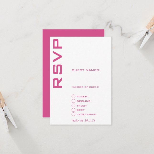 Convite Contemporâneo Cor-de-rosa e branco (Frente/Verso In Situ)
