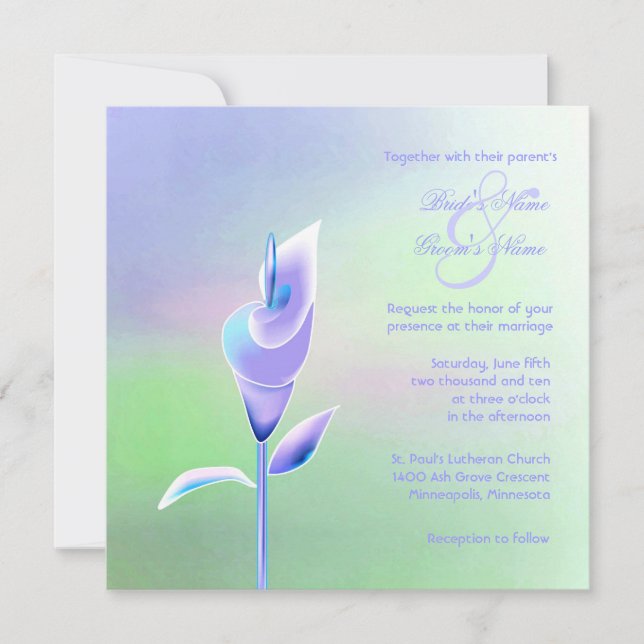 Convite Contemporâneo De Casamento Calla Lily (Frente)
