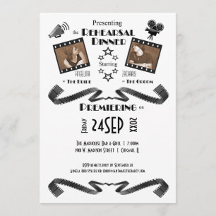 Convite contemporâneo do jantar de ensaio do fã 