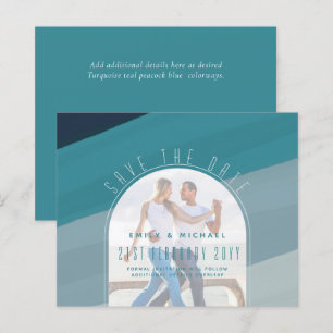 Convite Contemporâneo para Casamento Verde Teal