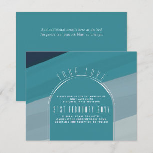 Convite Contemporâneo para Casamento Verde Teal