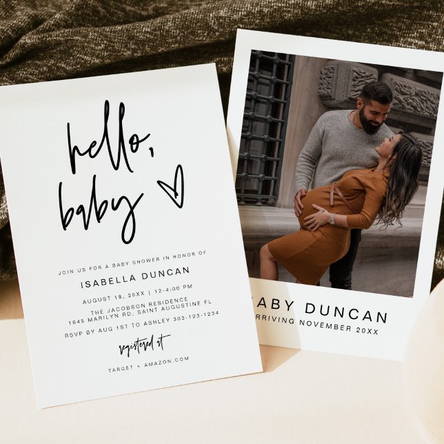 Convite Contemporâneo para Chás de fraldas MARLO B (Criador carregado)