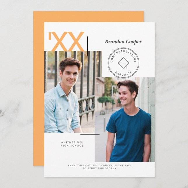 Convite Contemporâneo para Graduação de Bonés (Frente/Verso)