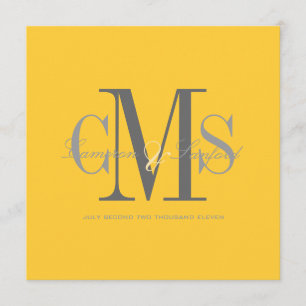 Convite Contemporâneo + sofisticado/amarelo + cinza