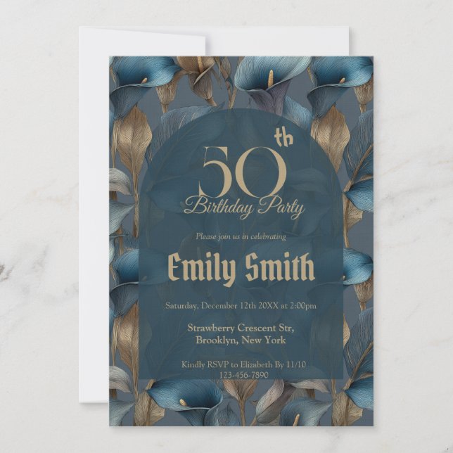 Convite Contemporary Call Lilies Aesthetic Custom Birthday (Frente)