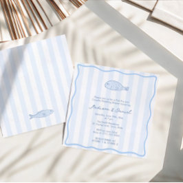 Convite Contemporary Doodle Fish Fry Engagement Party