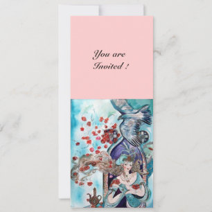 Convite CONTEÚDO TURCO, cor-de-rosa azul claro e vermelho