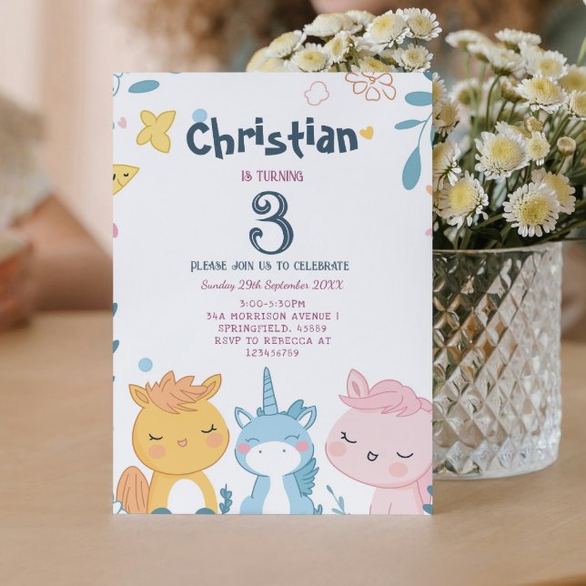 Convite Conto de fada e Festa de aniversário de animais fo (Criador carregado)