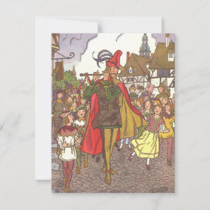 Convite Conto de Fadas Antigo Flautista de Hamelin por Hau