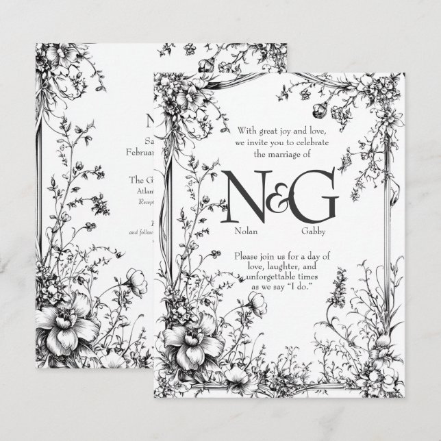 Convite Conto de Fadas de Histórias, Desenho Clássico à Mã (Frente/Verso)