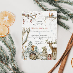Convite Conto de Fadas Floresta de Inverno Baby Shower