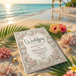 Convite Conto de Fadas Rococó Cisne Jardim Romance Querubi