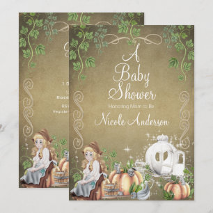 Convite Conto de Fadas Vintage Cinderela Livro Infantil Ch