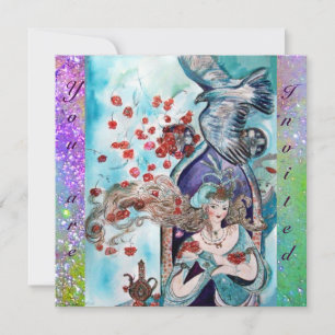 Convite CONTO POPULAR TURCO ,brilho vermelho azul roxo bri