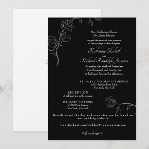 Convite Contorno de jasmim preto site de casamento formal