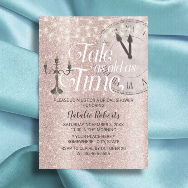 Convite Contorno Dourado do Rosa Blush tão antigo quanto o (Criador carregado)