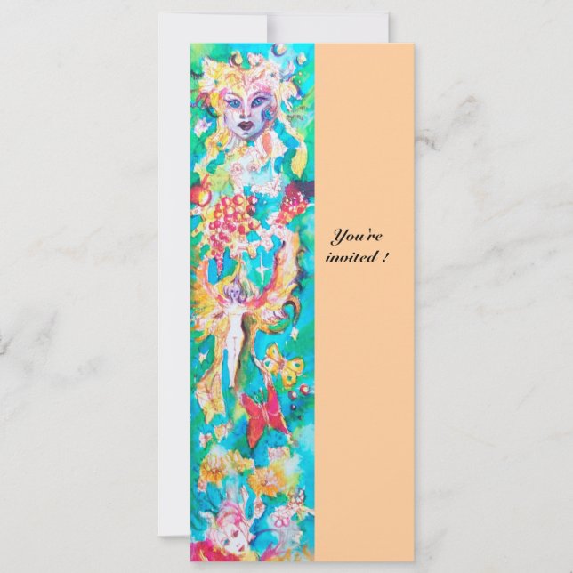 Convite CONTOS DE FADAS DE UVA rosa azul fúcsia branco (Frente)