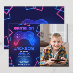 Convite Controlador de Jogo Aniversário de Adolescente Vid