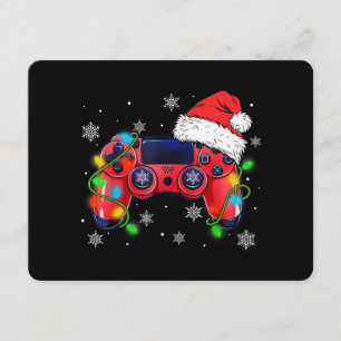 Convite Controlador de Video Game Chapéu de Natal do Papai