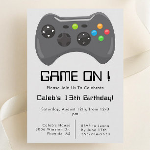 Convite Controlador de Videogame Aniversário de Meninos Ci