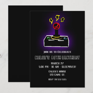 Convite Controle de Joystick de Video Game Retro Gamer Fes