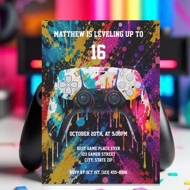 Convite Controle de Video Game (Video Game Controller Invitation )