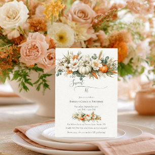 Convite Convênio Floral de Boho Autumn Sweet 16