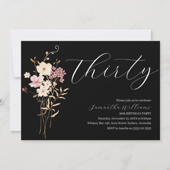 Convite Conversar 30 para mim aniversário de 30 anos preto (Frente)