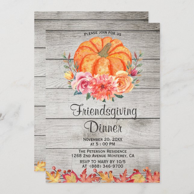 Convite Convidações de Ação de Graças da Madeira Russa (Frente/Verso)