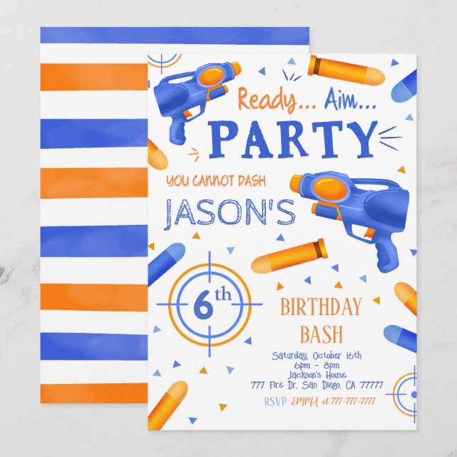 Convite Convidações de Aniversário da Arma (Frente/Verso)