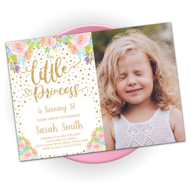 Convite Convidações de aniversário da Princesa Glitter com (Criador carregado)