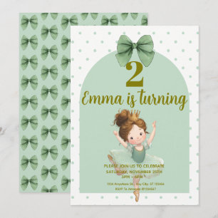 Convite Convidações de aniversário da Princesa Menina Verd