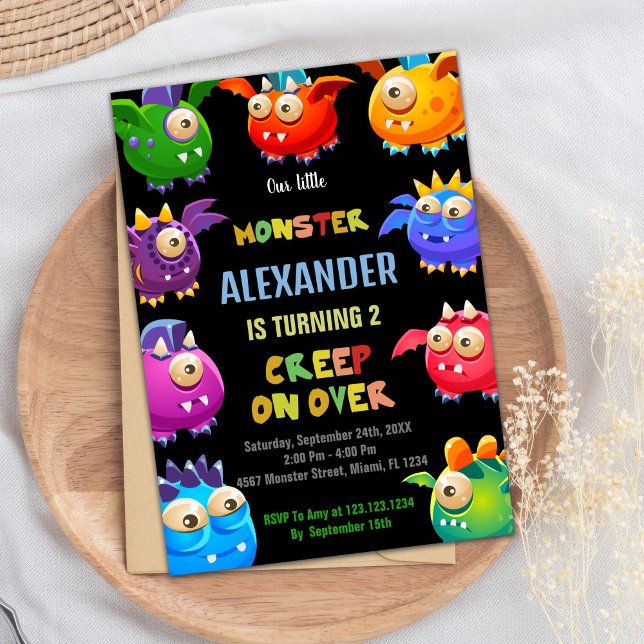 Convite Convidações de Aniversário do Monstro, Monstros de (Monster Birthday Invitations, Fly Monsters Invitation)