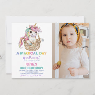 Convite Convidações de aniversário do Unicorn com foto