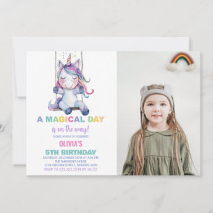 Convite Convidações de aniversário do Unicorn com foto