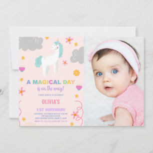 Convite Convidações de aniversário do Unicorn com foto