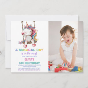 Convite Convidações de aniversário do Unicorn com foto