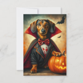 Convite Convidações do Dachshund Dracula Halloween