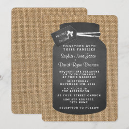 Convite Convidações para Casamento de Mason Jar Burlap