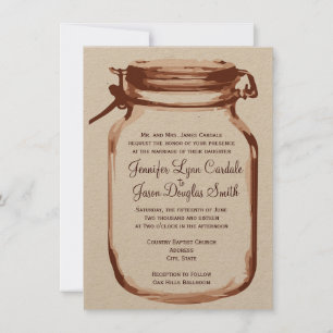 Convite Convidações para Casamento de Mason Jar na Rúss