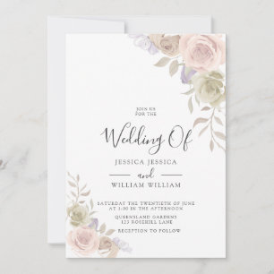 Convite Convidações para Casamento de Rosa Blush Modern Tr