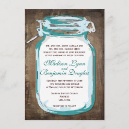 Convite Convidações para Casamento Russo de Teal Mason Jar